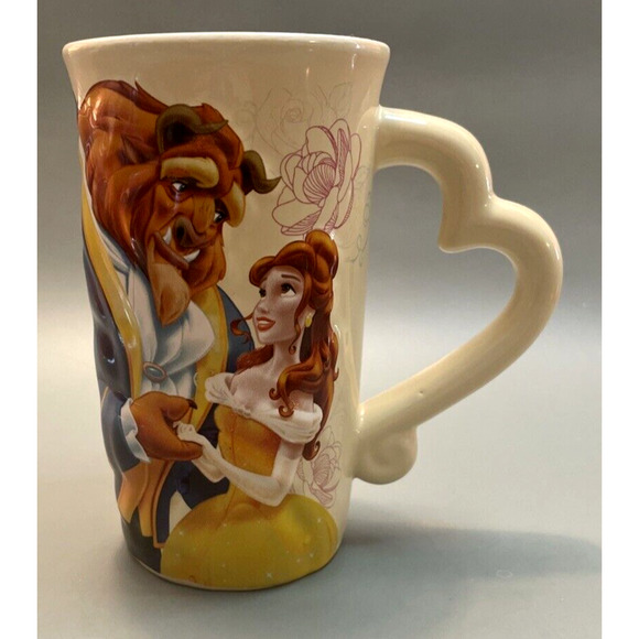 Beauty and the Beast Mug Cup Ceramic Walgreens 3D Effect Heart Handle 18oz - Picture 1 of 8